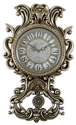 26" Inch Silver and Gold Antique Wall Clock