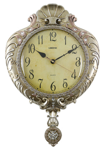 22X15 Victorian Champagne Wall Clock with Pendulum