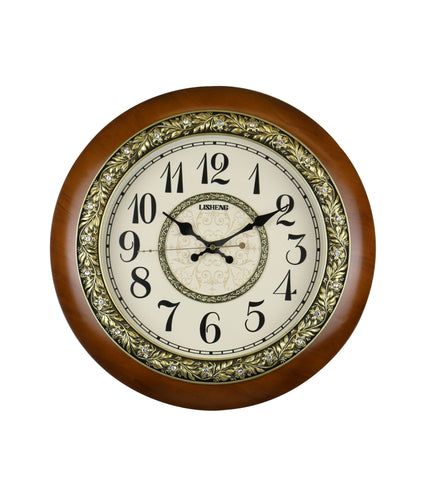 17" Inch Round Wall Clock with Diamond Accents