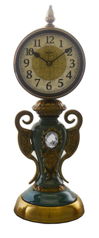 19" Vintage Style Ceramic and Metal Table Clock