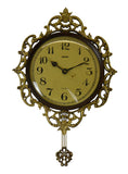 27" Inch Brown and Cold Wall Clock with Pendulum