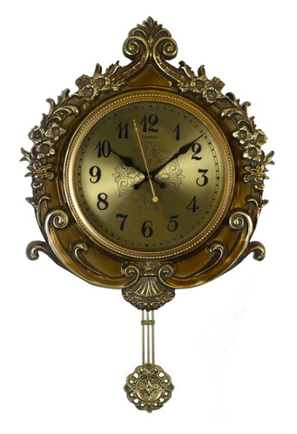 27" Inch Antique Style Gold Pendulum Wall Clock