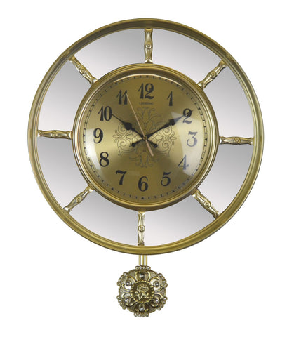 21X16 Large Gold and Mirror Wall Clock with Pendulum